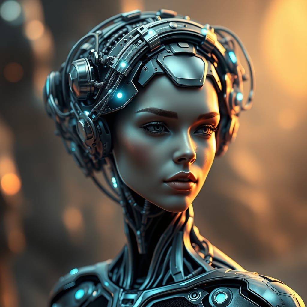Cybernetic Goddess Blends Human Elegance with Alien Technolo...