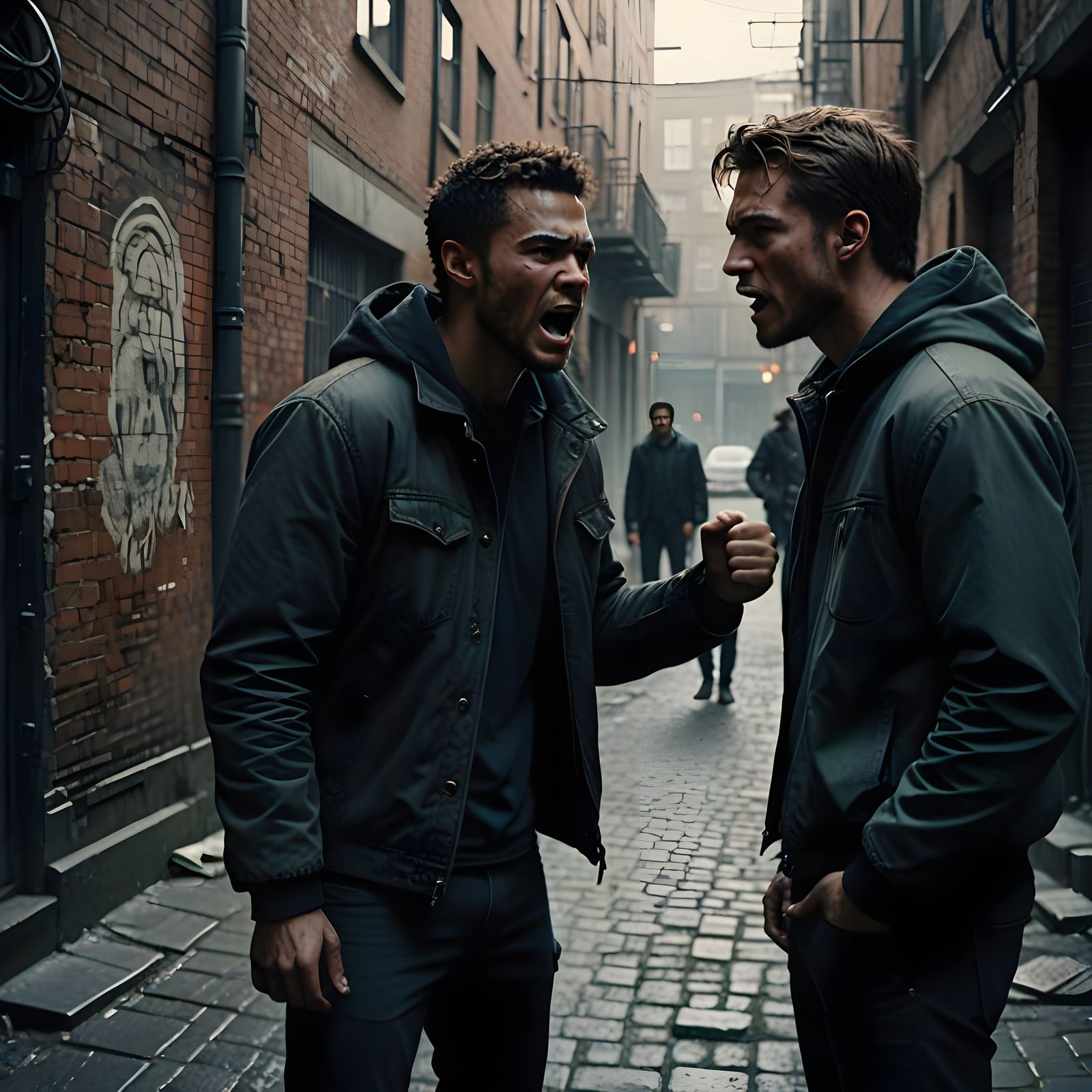 Gritty Urban Confrontation in Cinematic Film Style