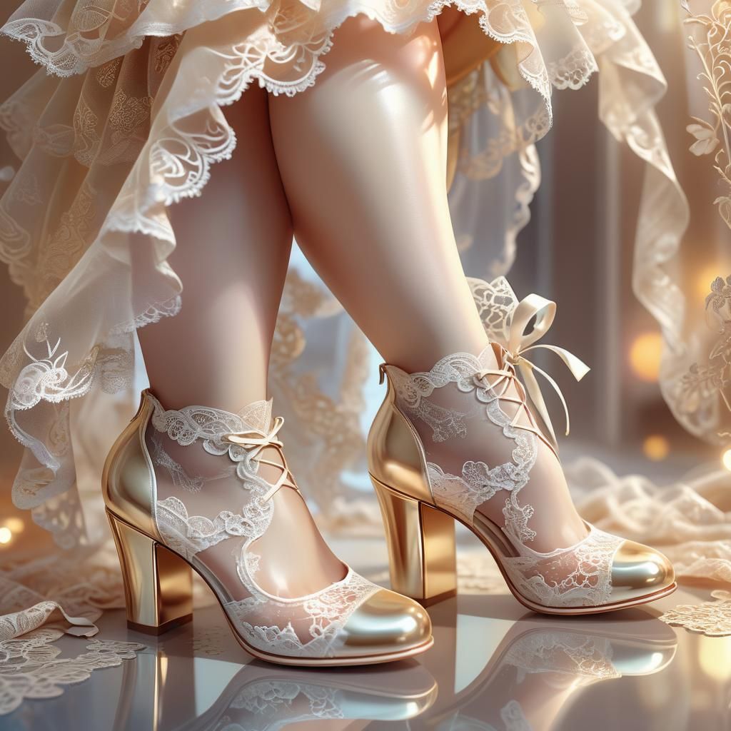 Chubby Girl in Lace and Luxury Shoes: 3D Anime Art