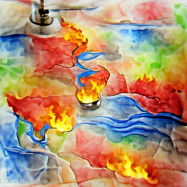Elements Clash: A Colorful Watercolor Battle