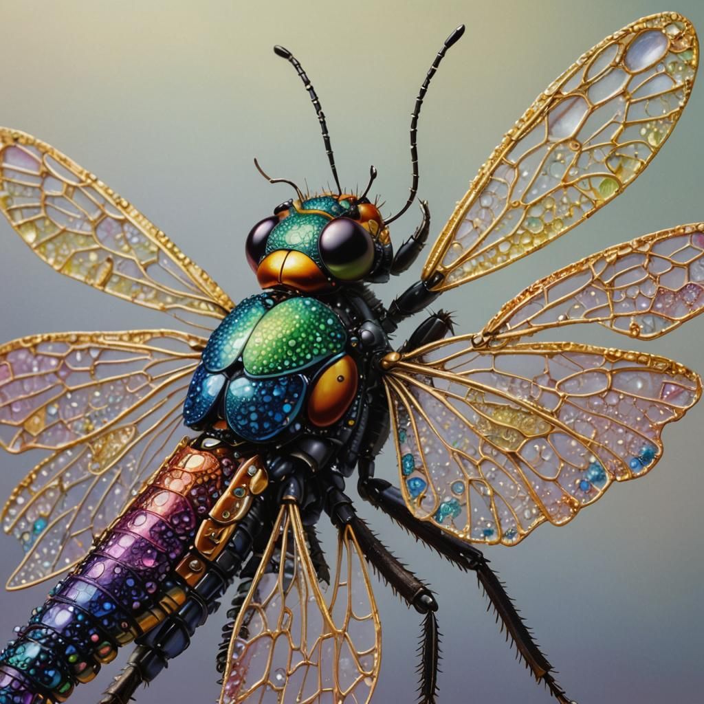 Jeweled Insect as Pointillism Oil Painting