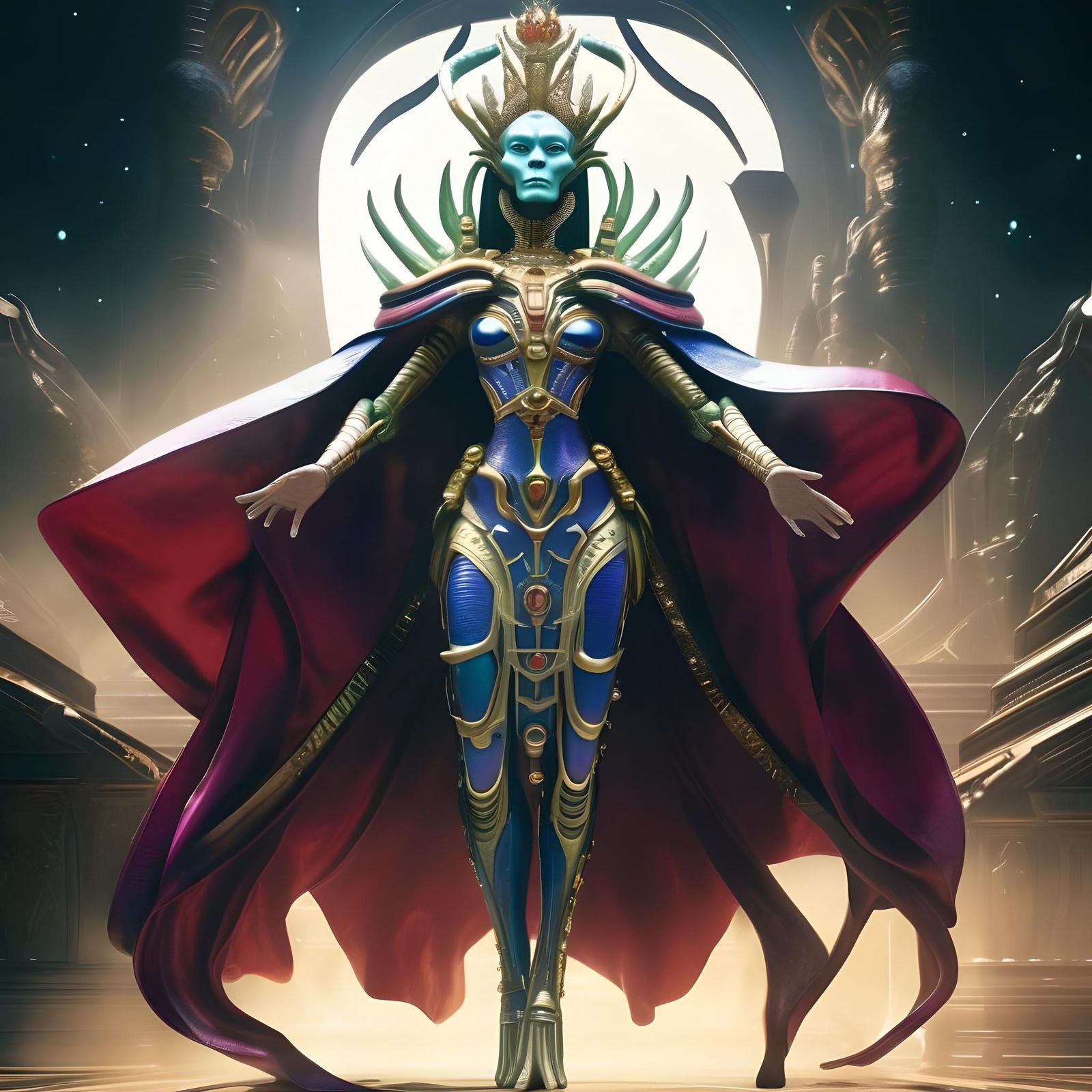 Alien Empress with Crown, Full Body Shot