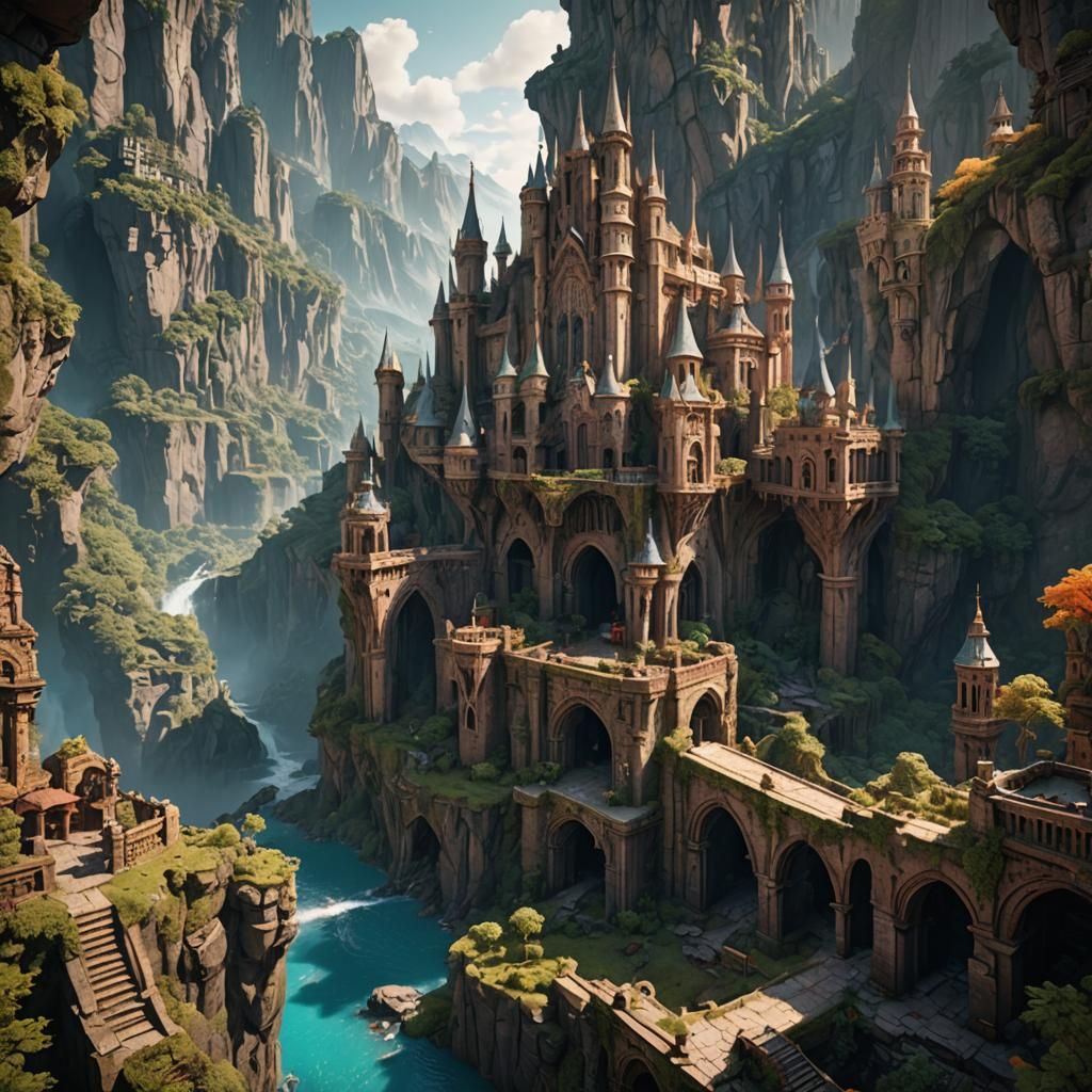 Fantastical Vista With Deep Color, Detailed Matte Painting