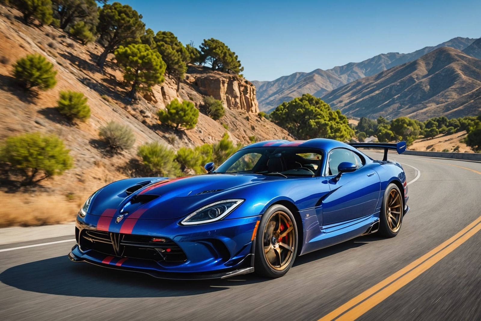 Anime Style Dodge Viper on California Highway