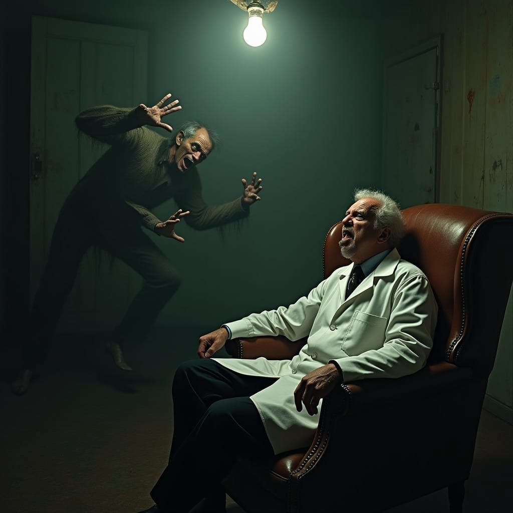 Psychiatrist in a Haunting Nightmare Scene