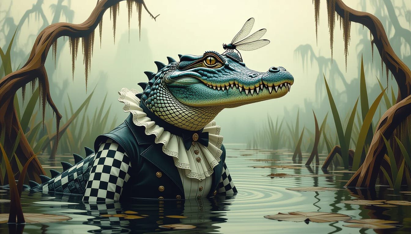 Crocodile lady with a friend on her nose