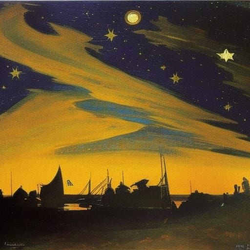 Apocalyptic Starry Night Inspired by Goya