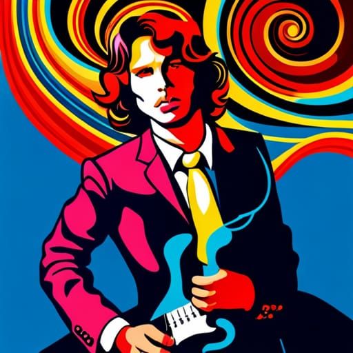 Psychedelic Guitarist in Smoky Dreamscape