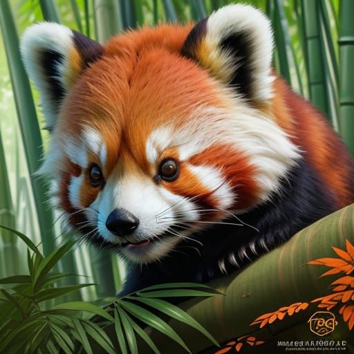Curious Red Panda in Golden Hour Bamboo Forest