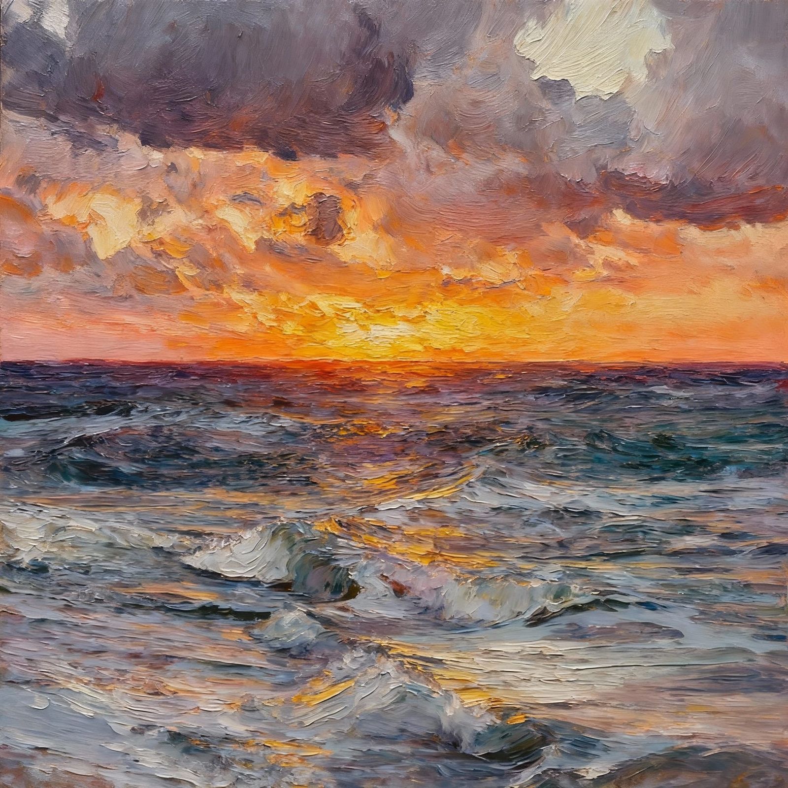 Vast Ocean Expanse as an Oil Painting