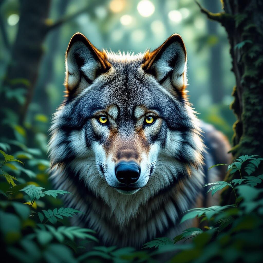 Wolf Pencil Drawing Transforms Into 3D Forest