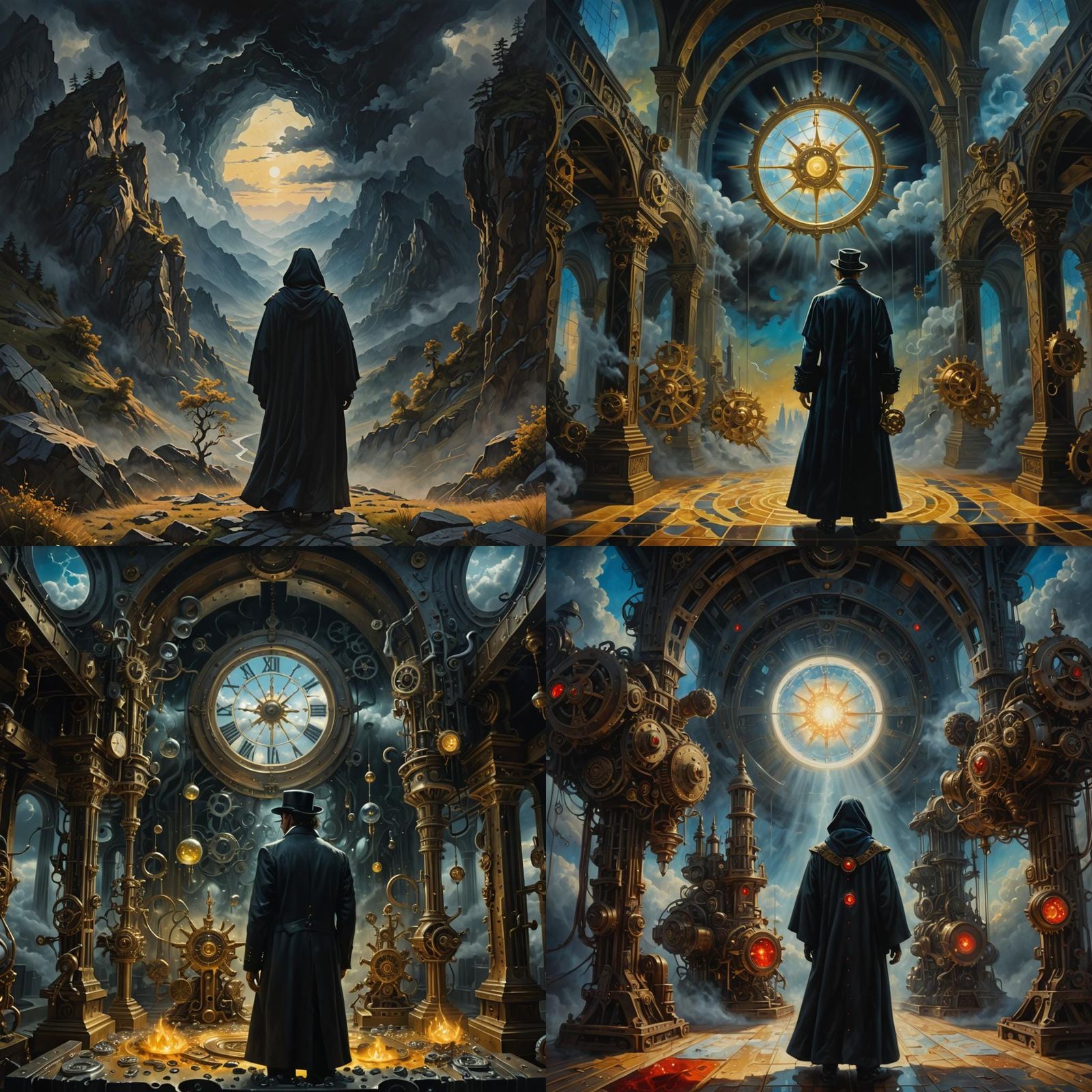 Surreal Oil Painting of a Sinister Cosmic Scene