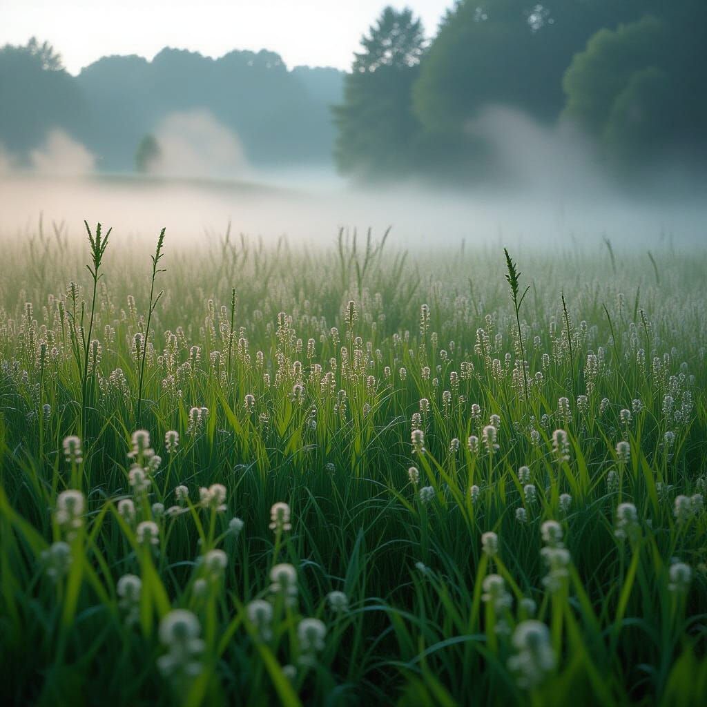 Eerie Misty Meadow Landscape