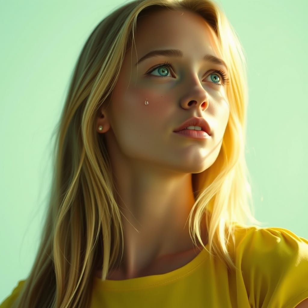 A Golden-Haired Woman Lost in Thought