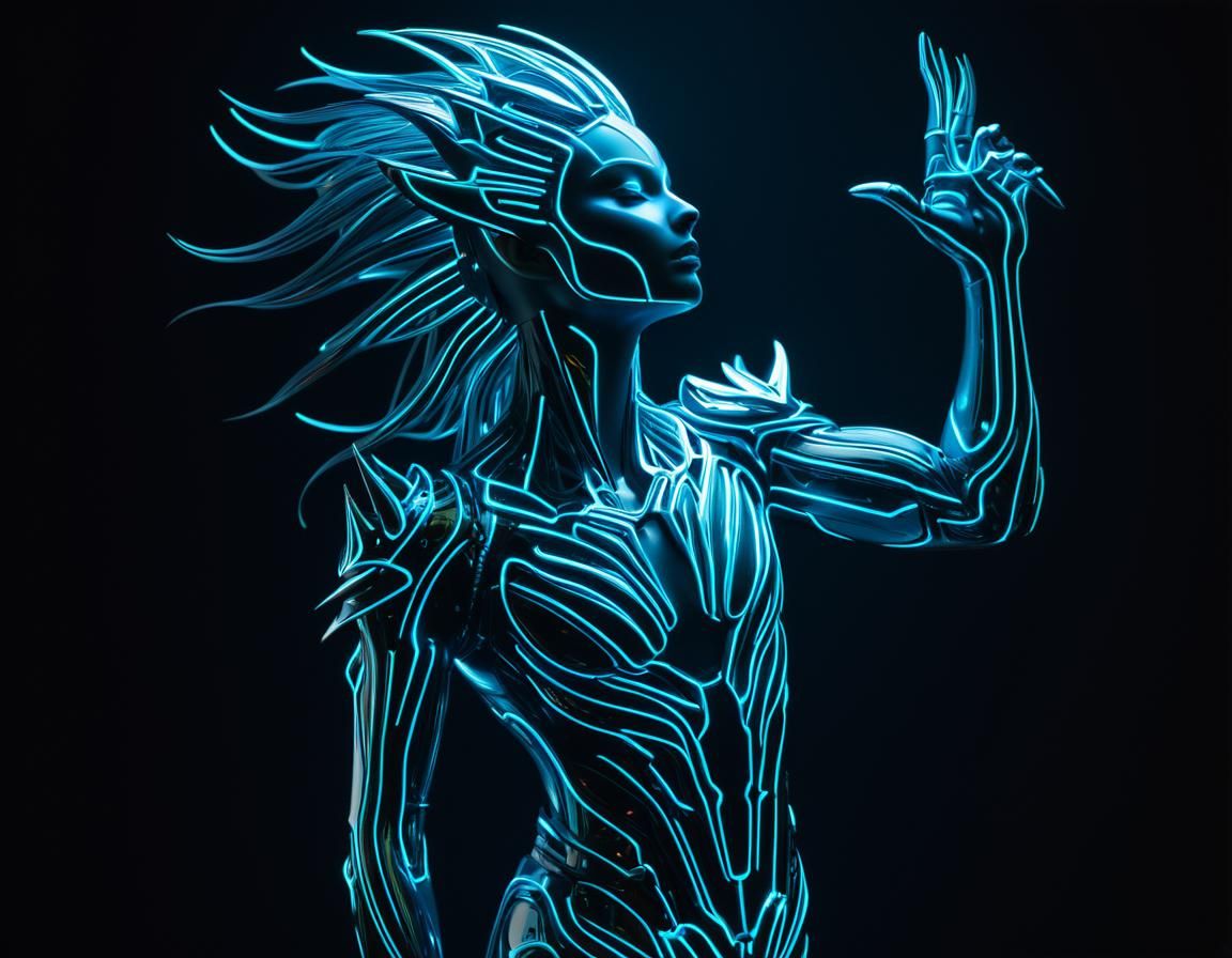 Neon Character in Dark Fantasy Style