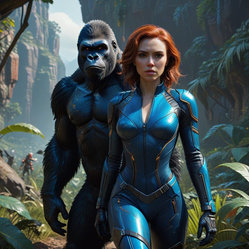 Black Widow Meets Electric Blue Gorilla in Lush Prehistoric ...
