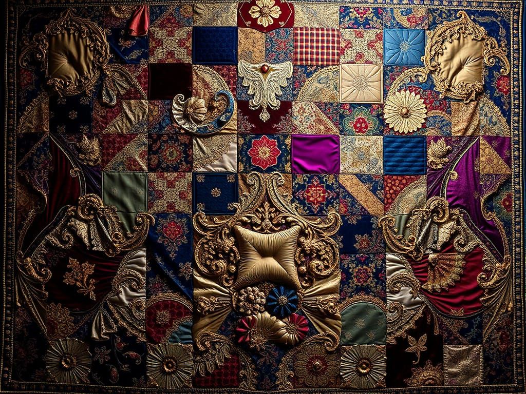 Luxurious Velvet Patchwork Quilt in Rich Jewel Tones