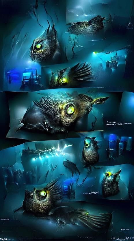 Bioluminescent Owlfish in Deep Sea Trench