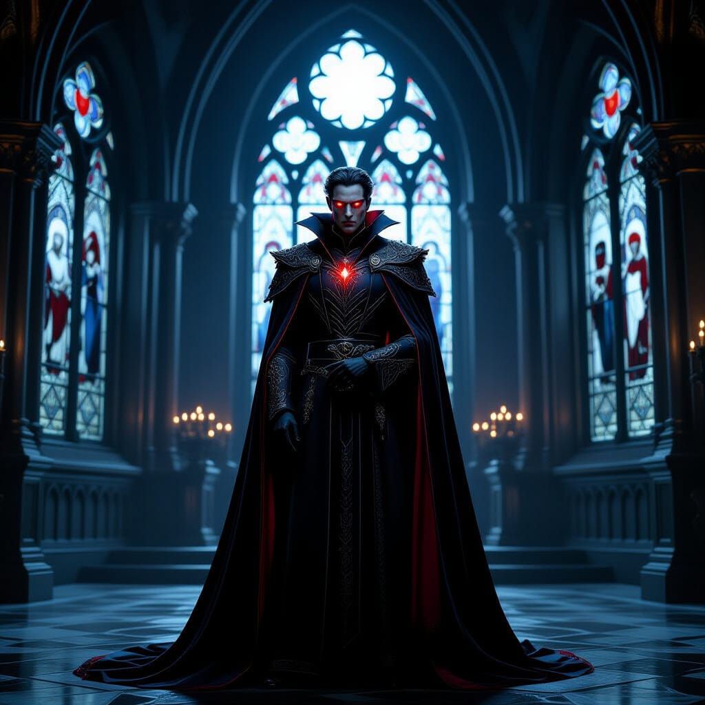 Vampire King in Gothic Castle Moonlight
