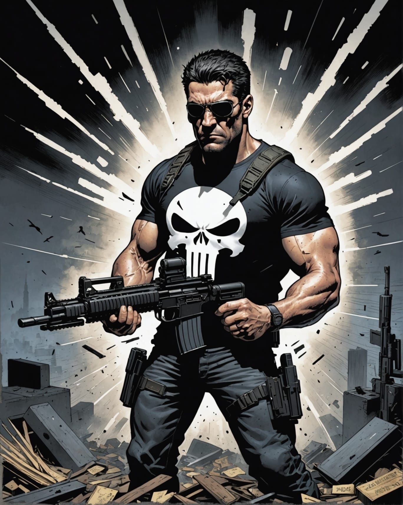 Punisher Teddy Bear Comic Book Art
