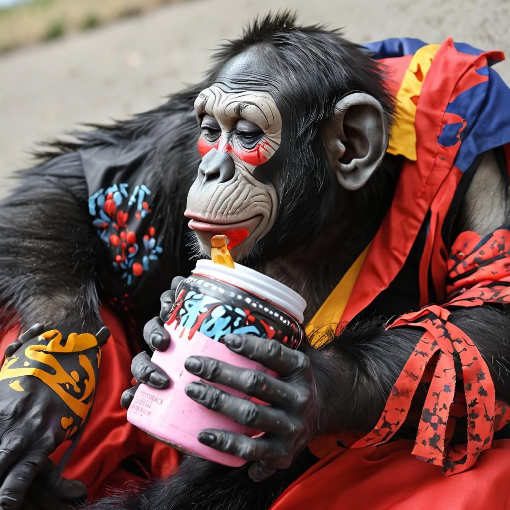 Juggalo Chimp Sleeps in Tree: Tim Burton Style