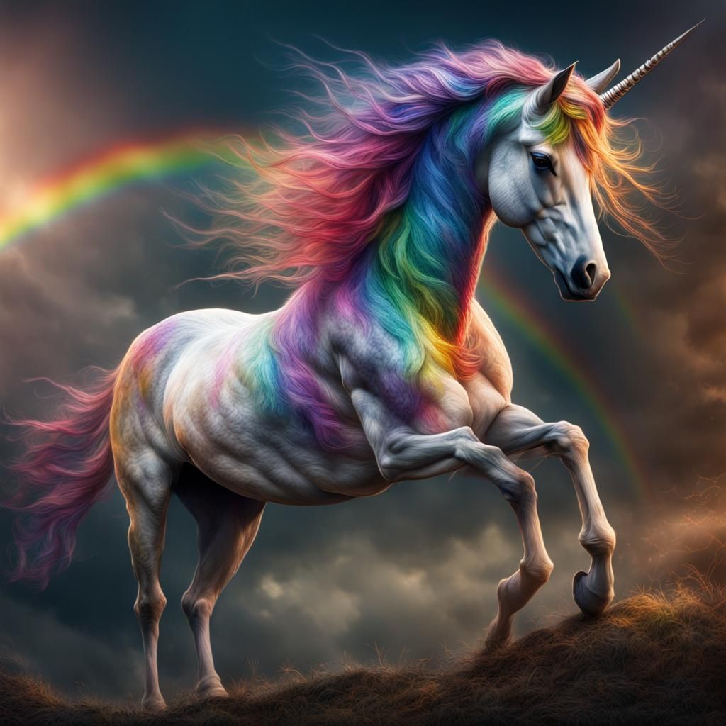 Hyperrealistic Rainbow Unicorn in Perfect Composition