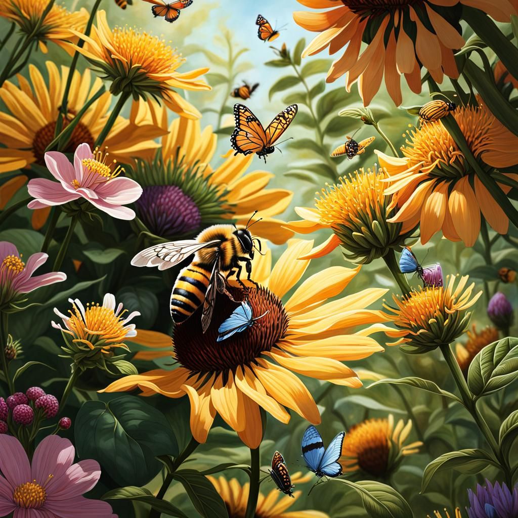 A hard-working bee in action