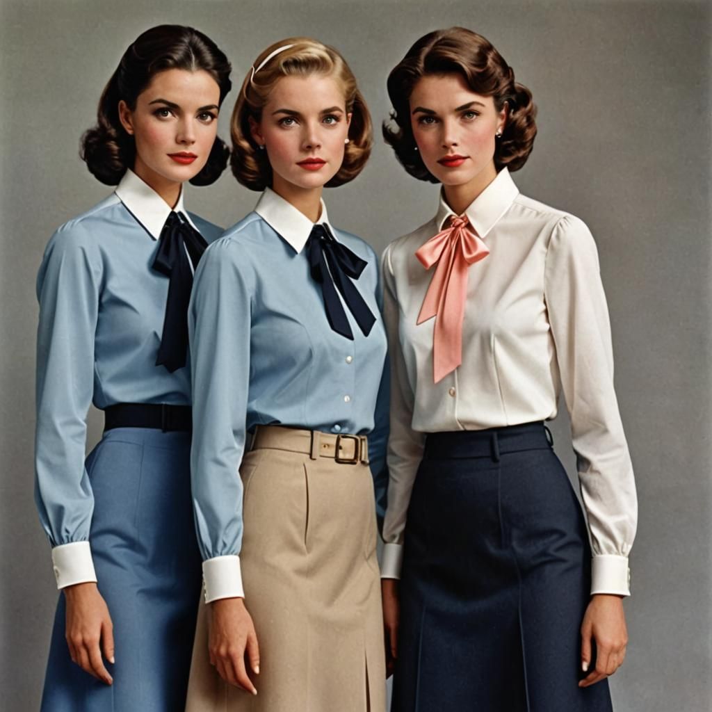 Elegant Women in Formal Attire with Feminine Ribbons