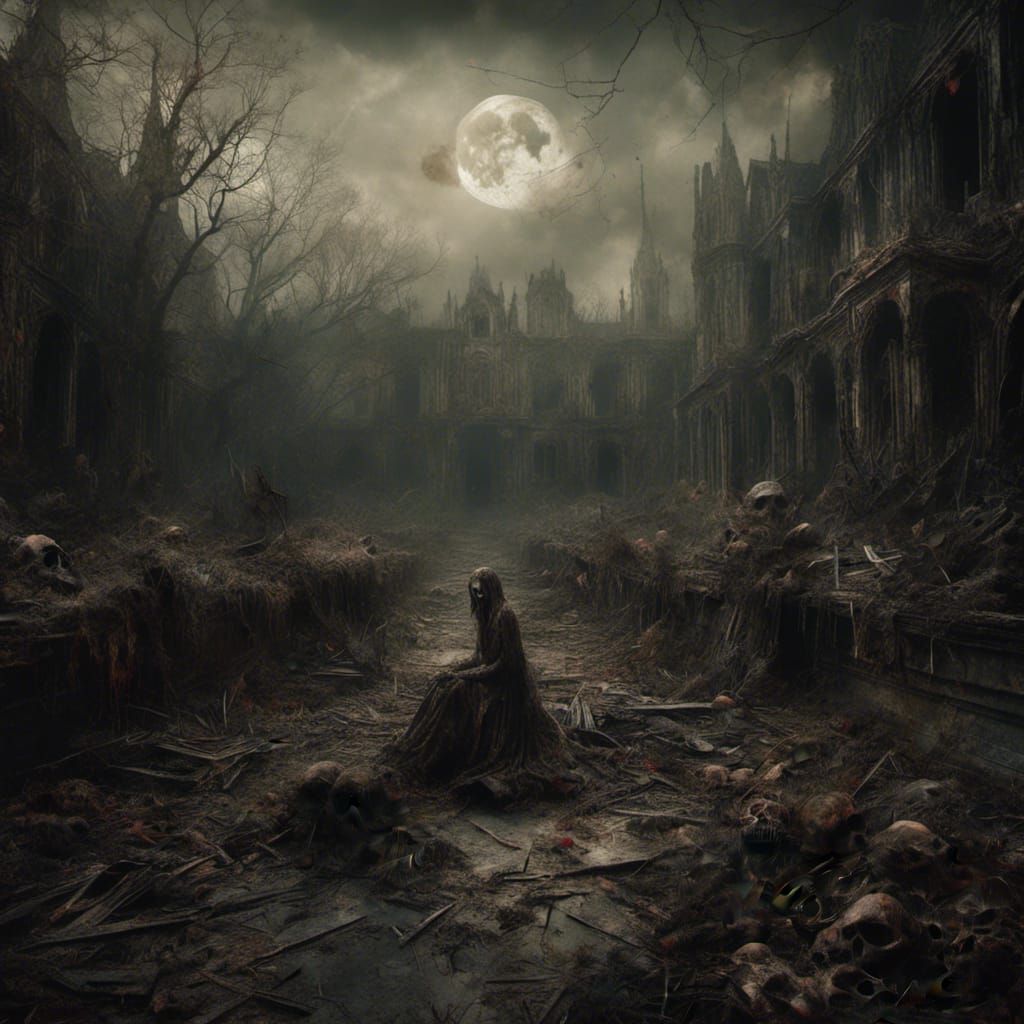 <lora:Macabre:1.0> darkness consumes my empty soul, sitting ...
