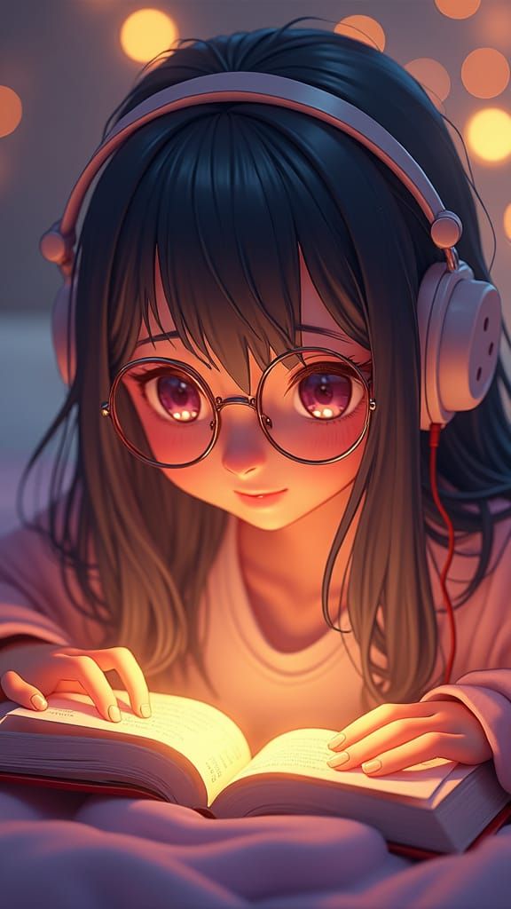 Girl Reading Book in 3D Anime Art
