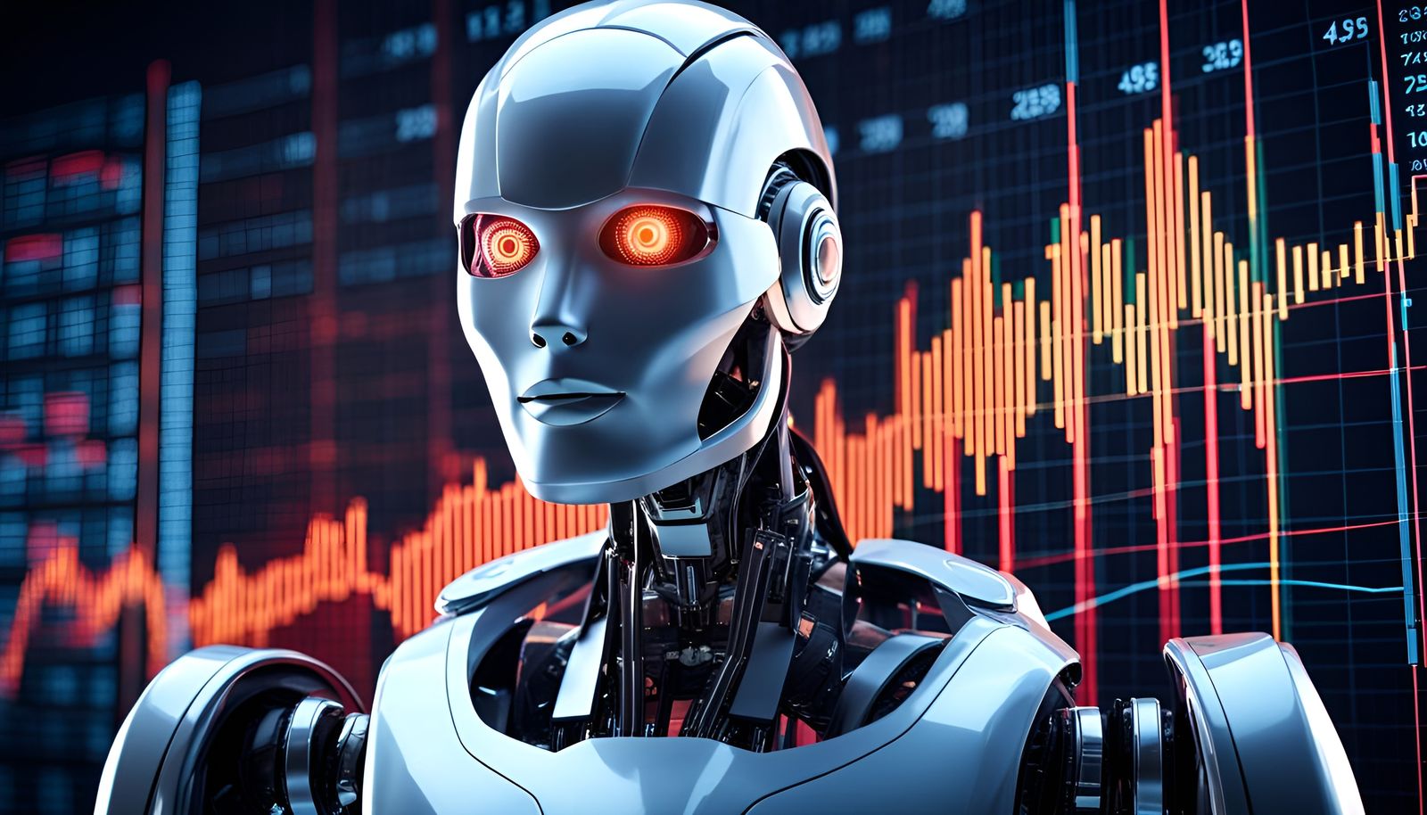 Futuristic AI Robot on the Stock Market