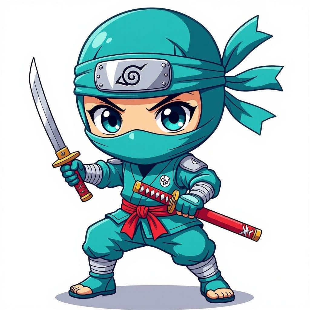 Chibi Aqua Ninja in Manga Style