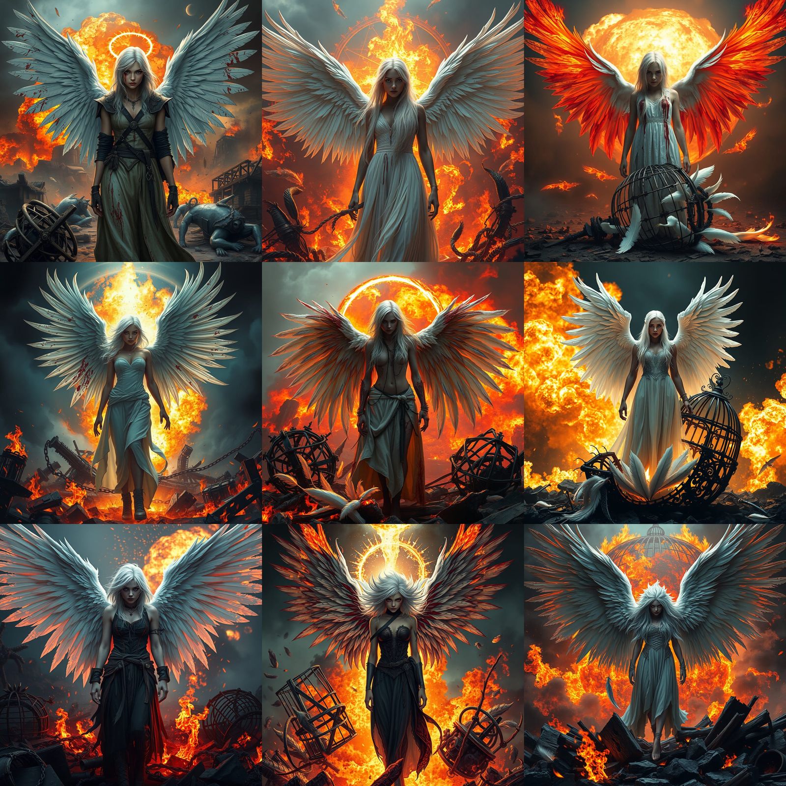 Dark Fantasy Graphic Novel Cover with Winged Woman