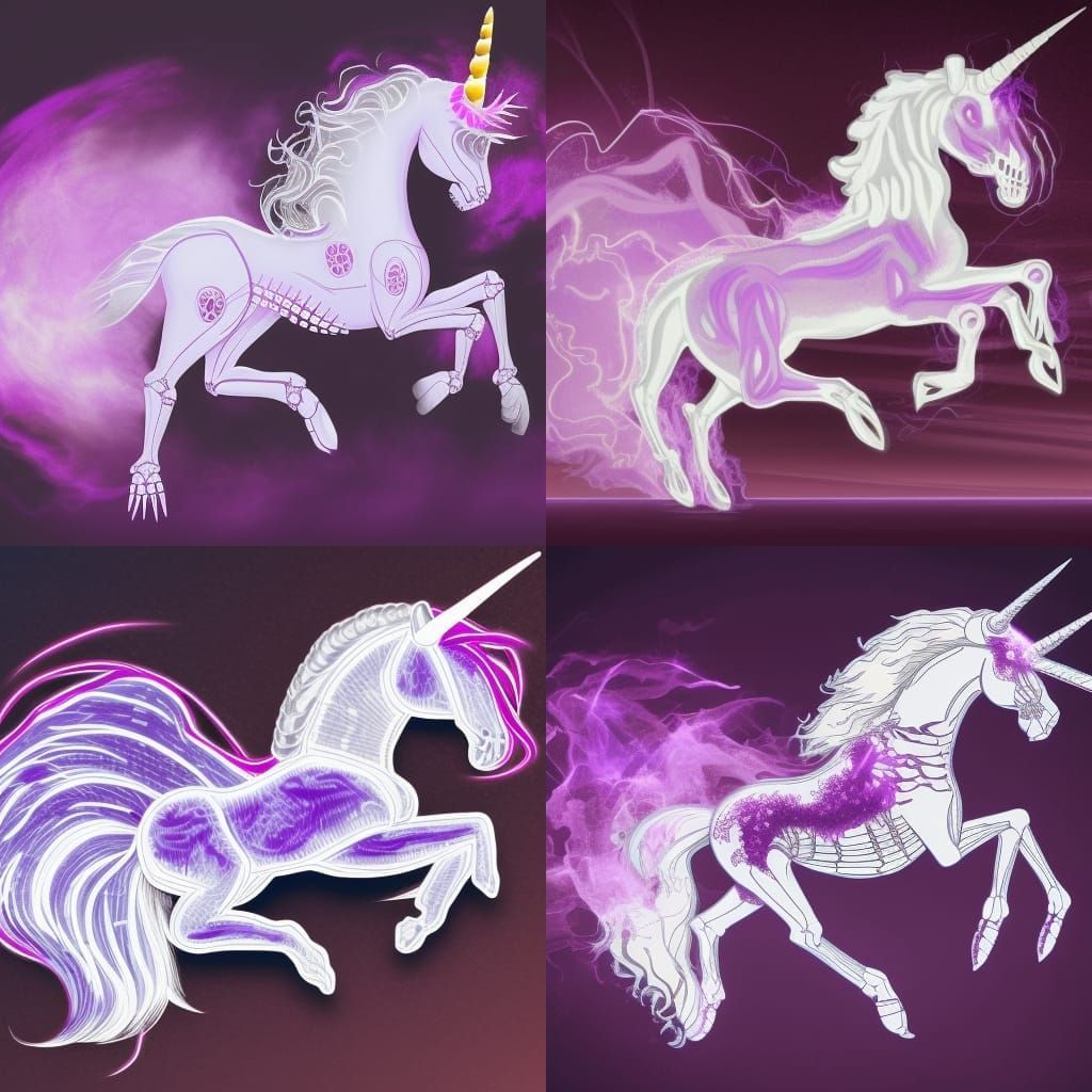 Unicorn Skeleton Logo in Biofluorescent Flames