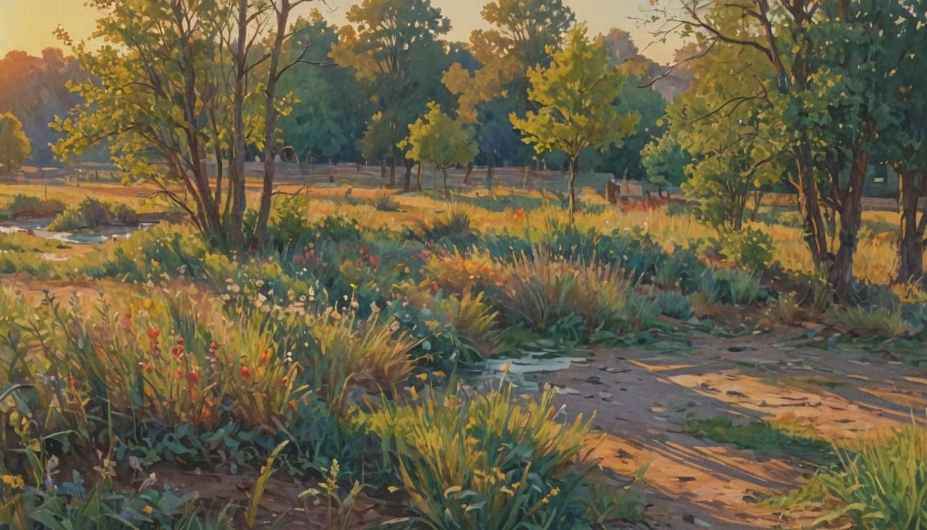 Impressionist Scene in Gouache and Watercolor Style