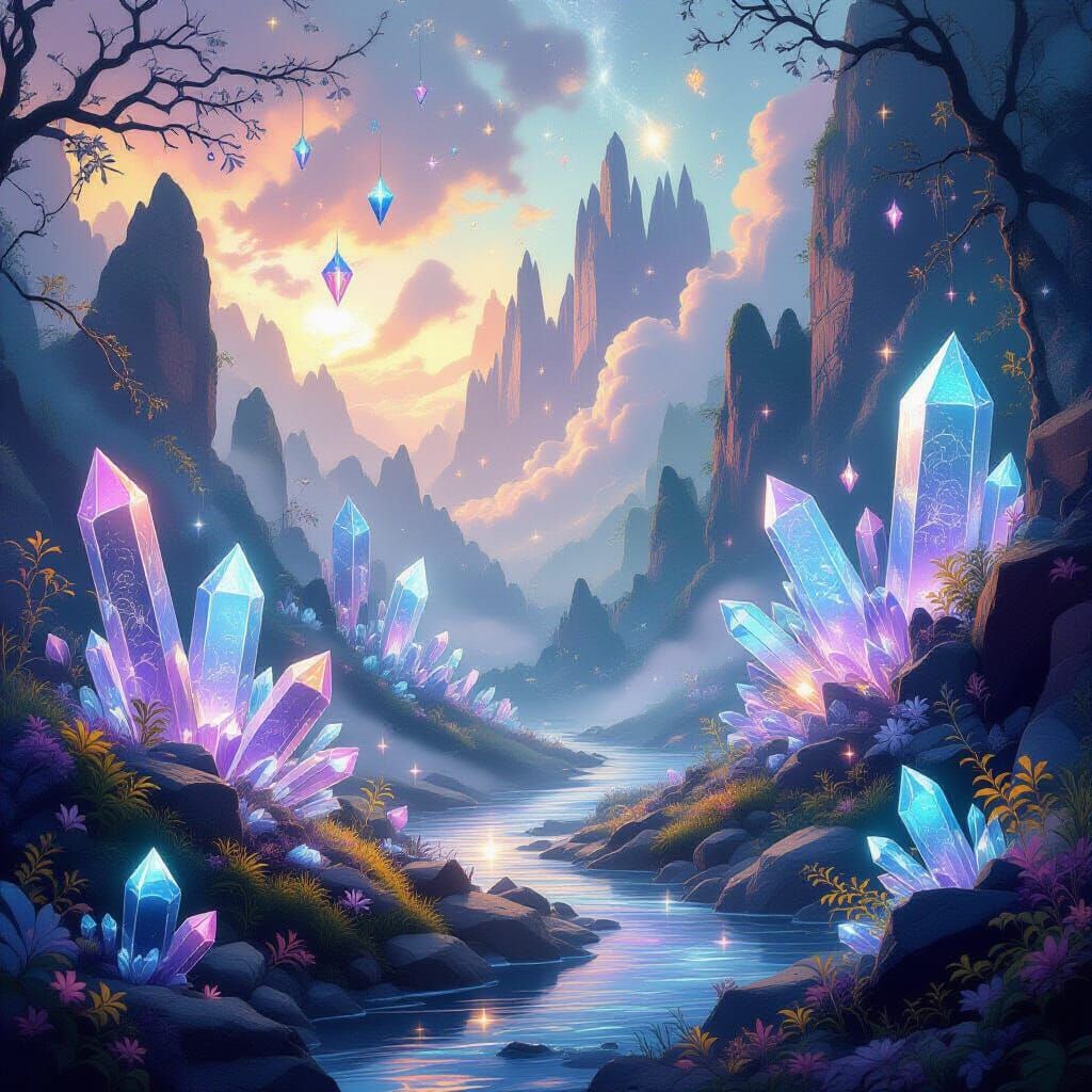 Mystical Realm of Swirling Spells and Floating Runes