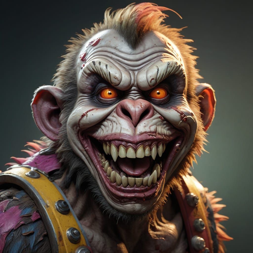 Cyberpunk-Inspired Heavy Equipment Operator as Grinning Zomb...