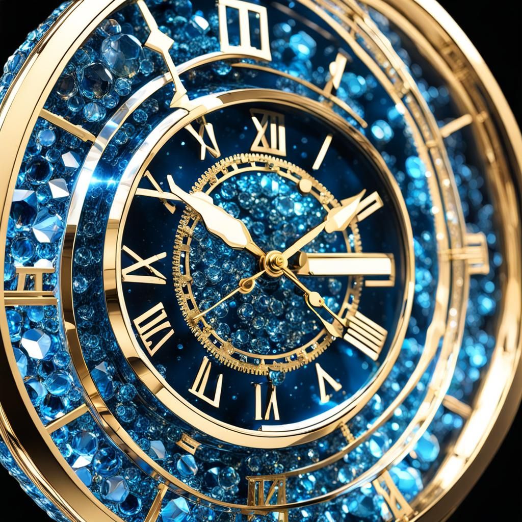 Bioluminescent Crystal Clock in 3D with Glitter