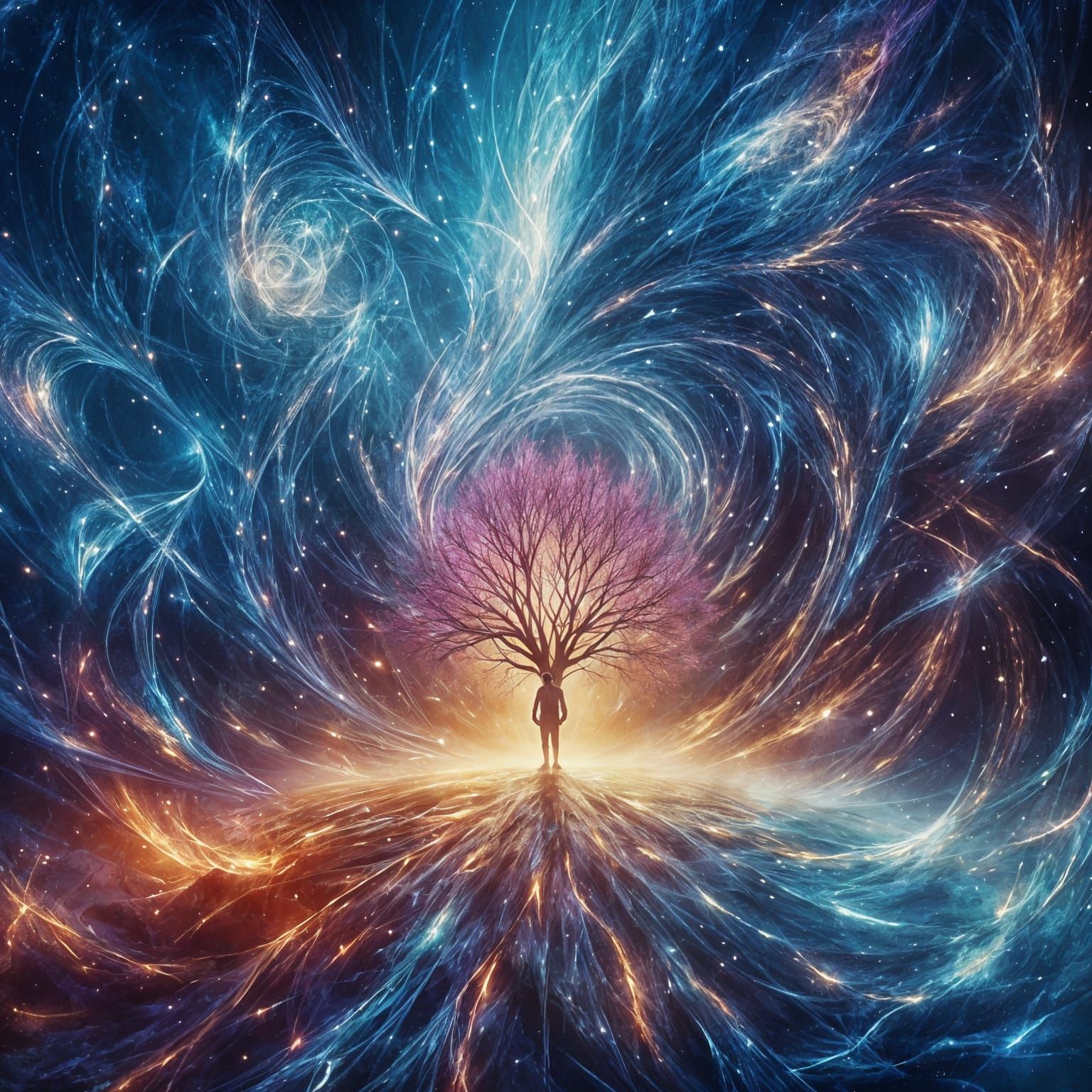 Ethereal Beings United by Love in Dreamy Landscape