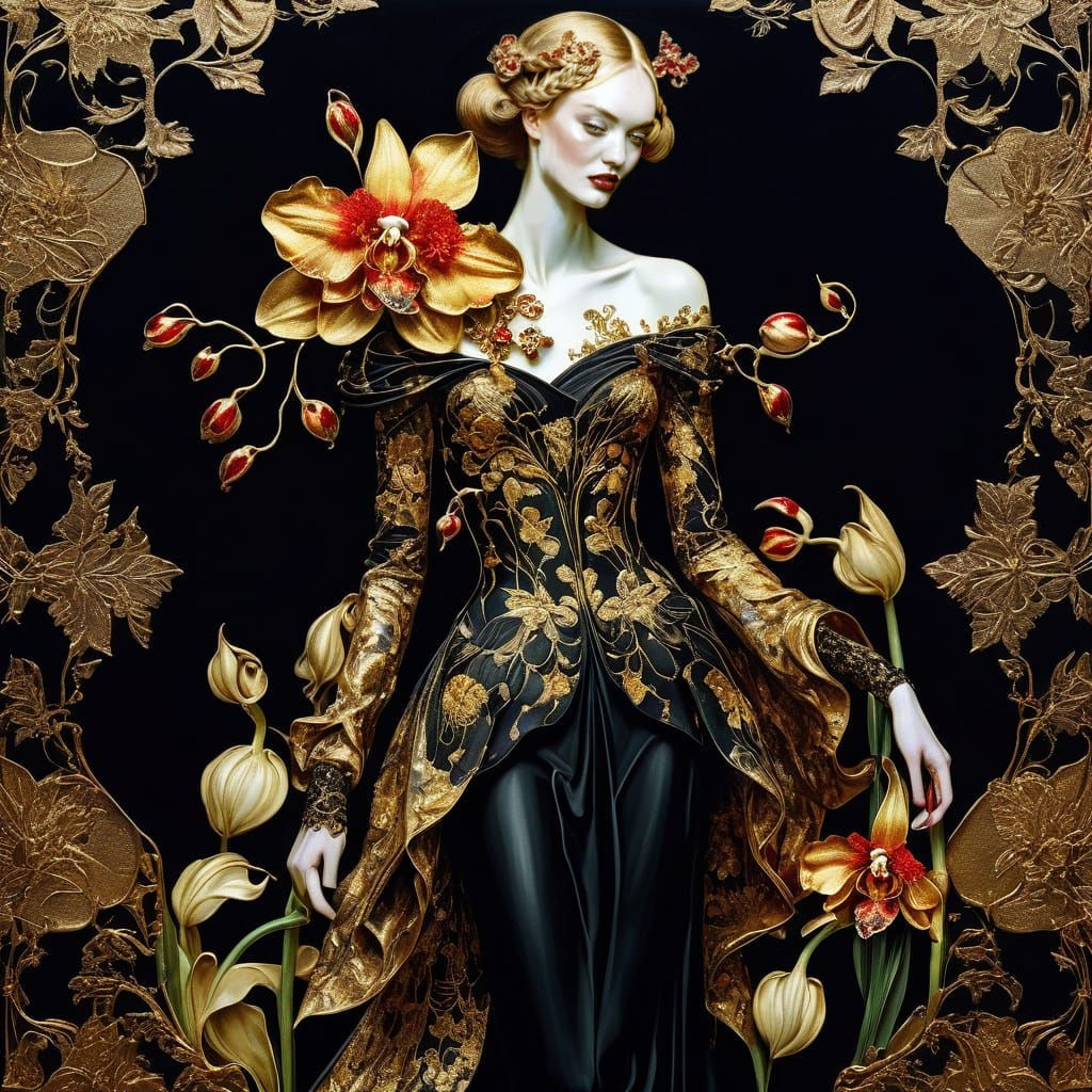 “Angels in Bloom” – The Infernal Orchid (Paphiopedilum rothschildianum – Rothschild’s Slipper Orchid)
🌿 Exotic, Luxurio...