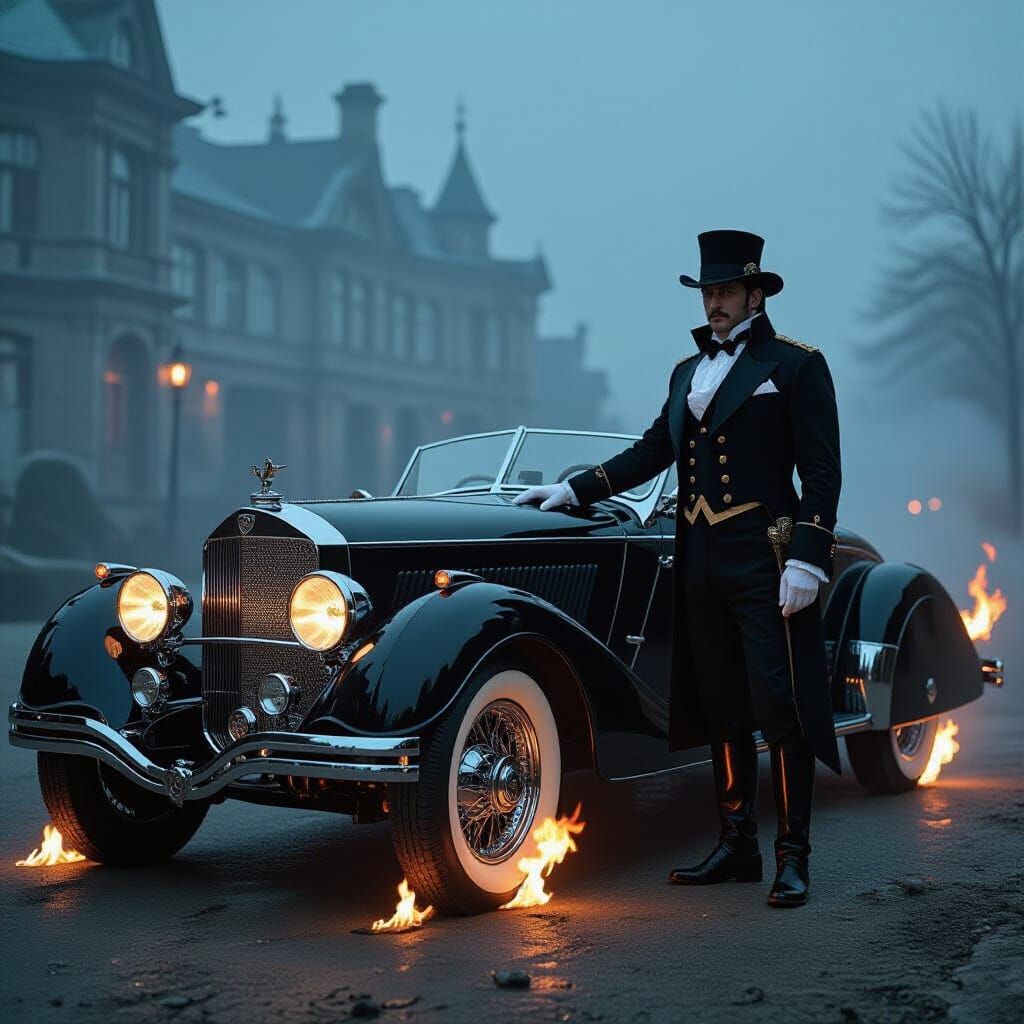 Steampunk Captain Nemo's Flaming Nautilus Car