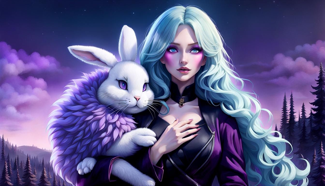 Boogeyman's Child with Bunny in Dark Fantasy Style