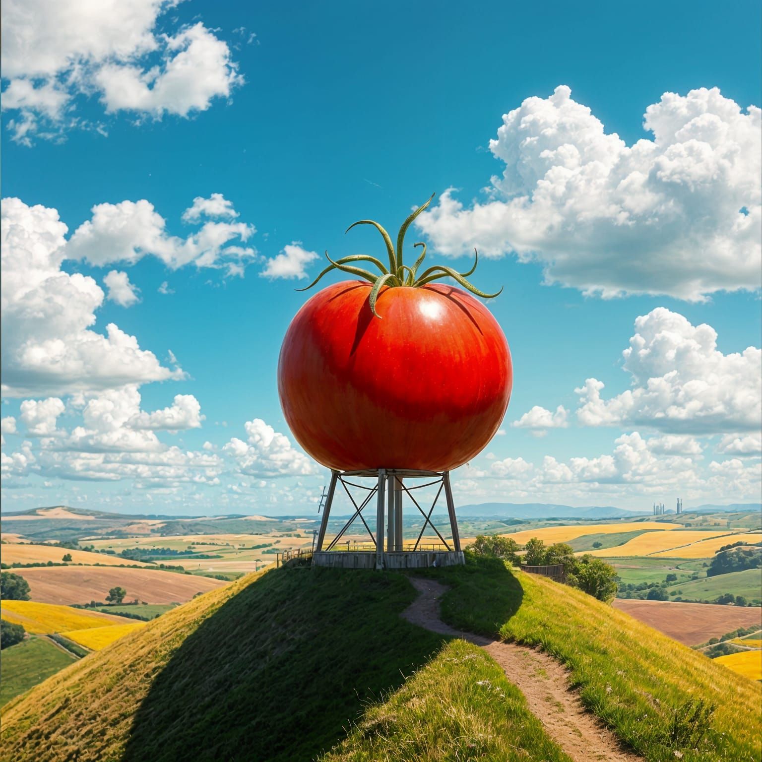 Tomato Water Tower in Airbrush Style