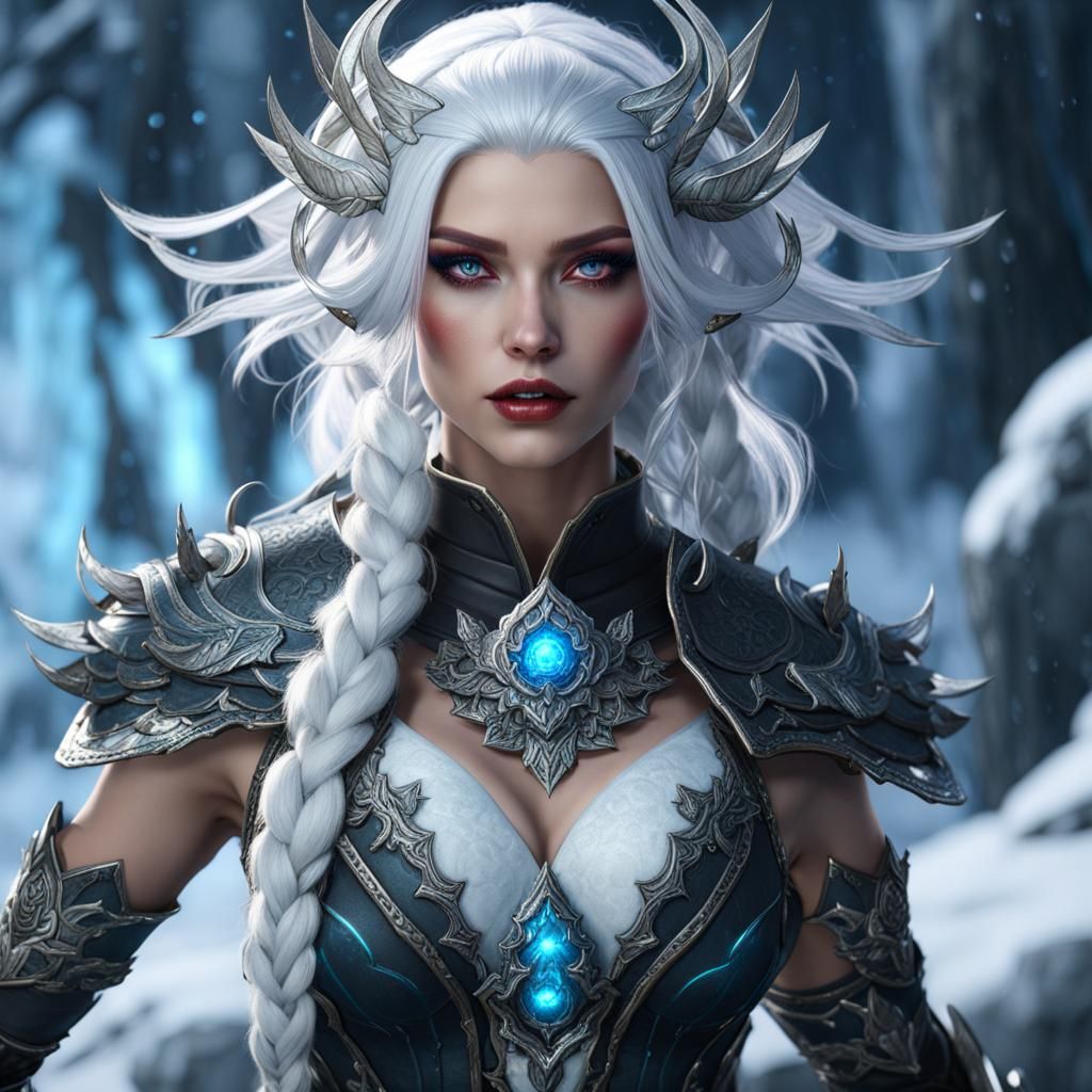 Fantasy Ice Demon Slayer in Detailed Matte Painting