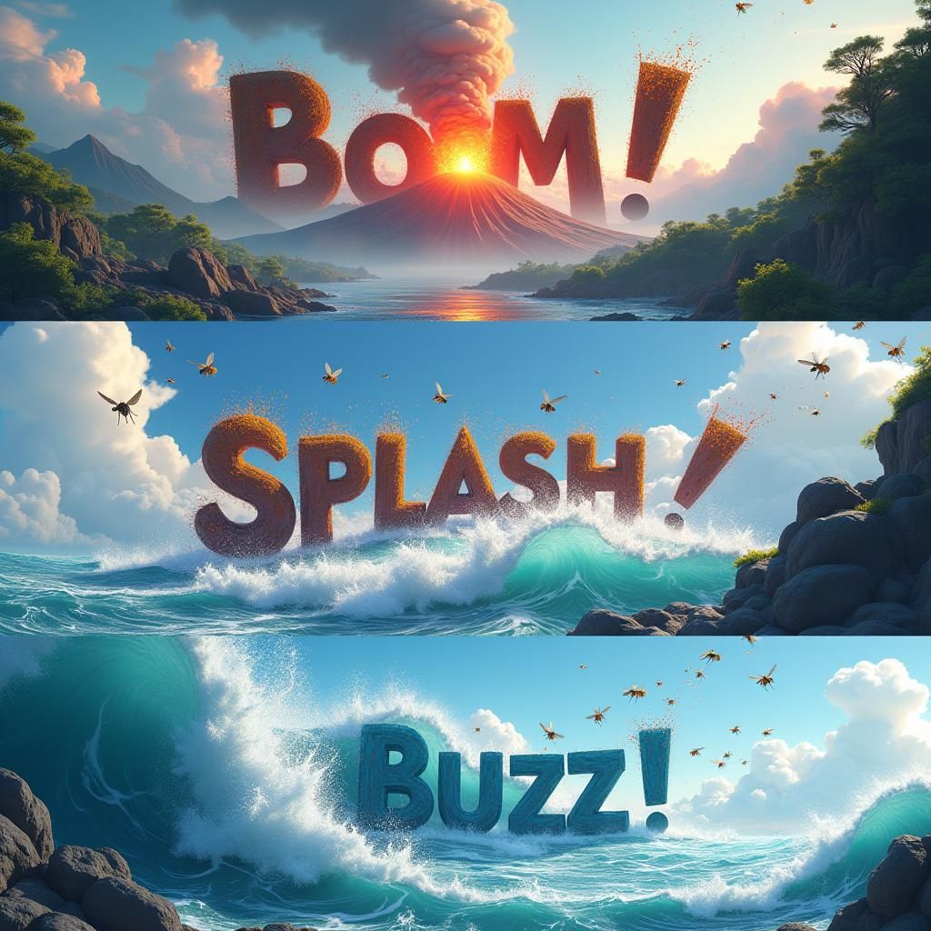 Dynamic Scenes Forming Words in Anime 3D Art