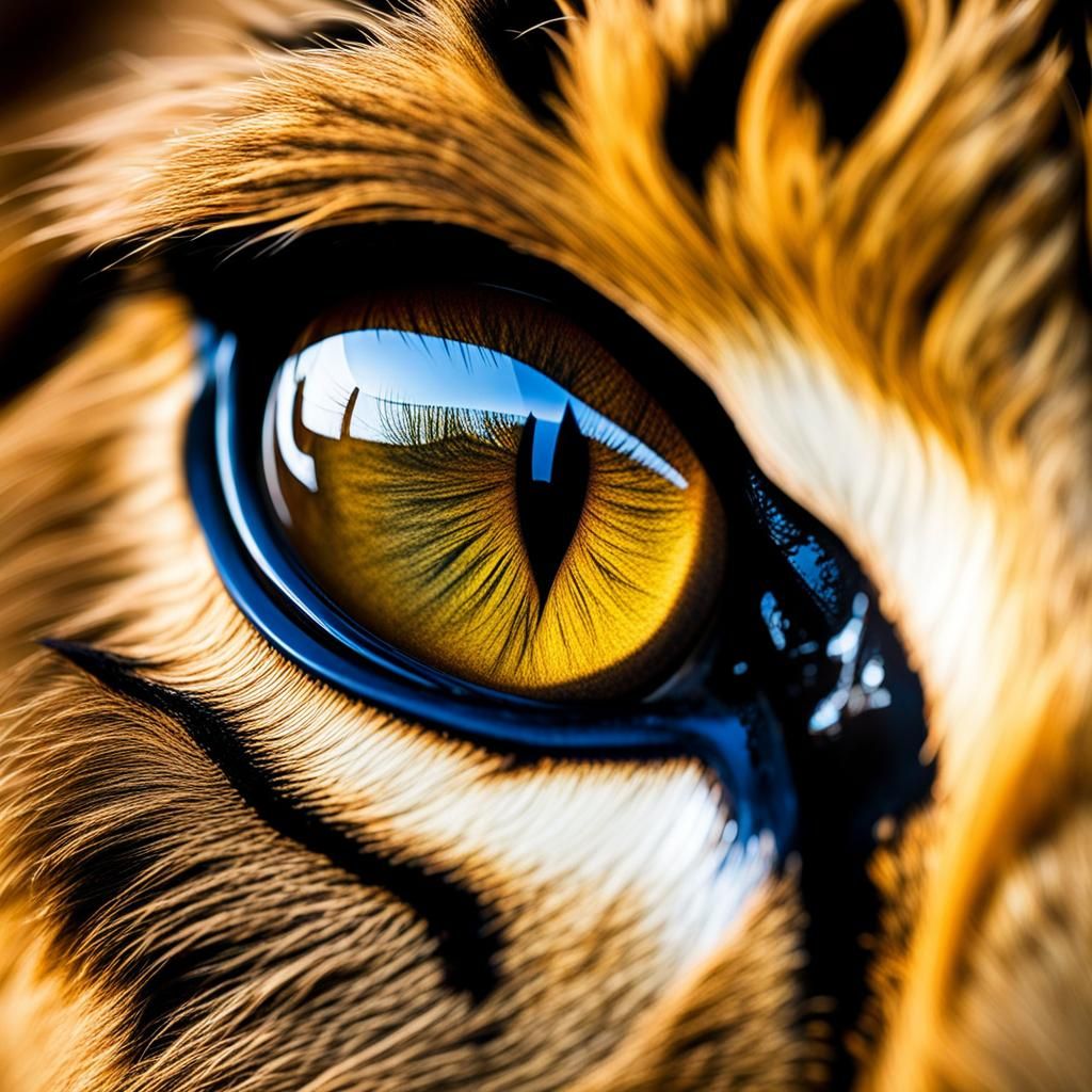 Fierce Lion Eye Macro Photography in 3D