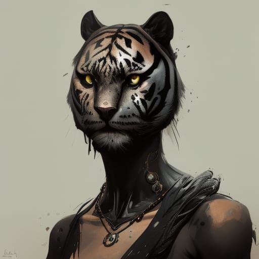 Hyperdetailed Black Tiger Portrait in 8k Resolution