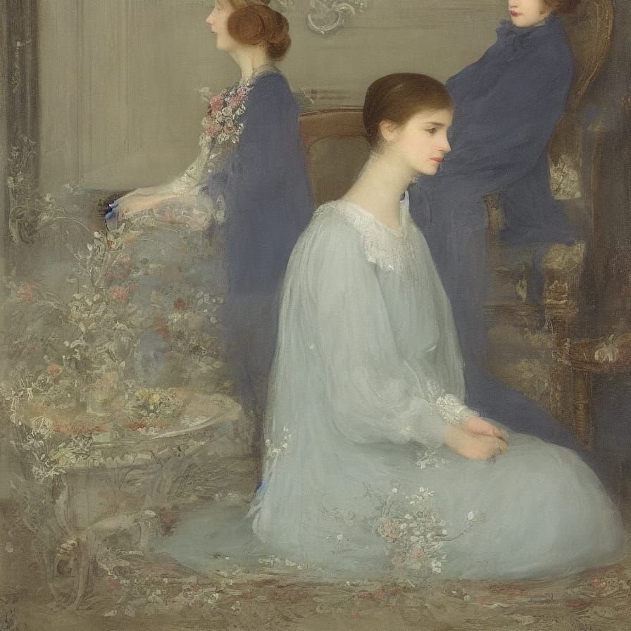 Whistler Style Portrait of a Romantic Heroine