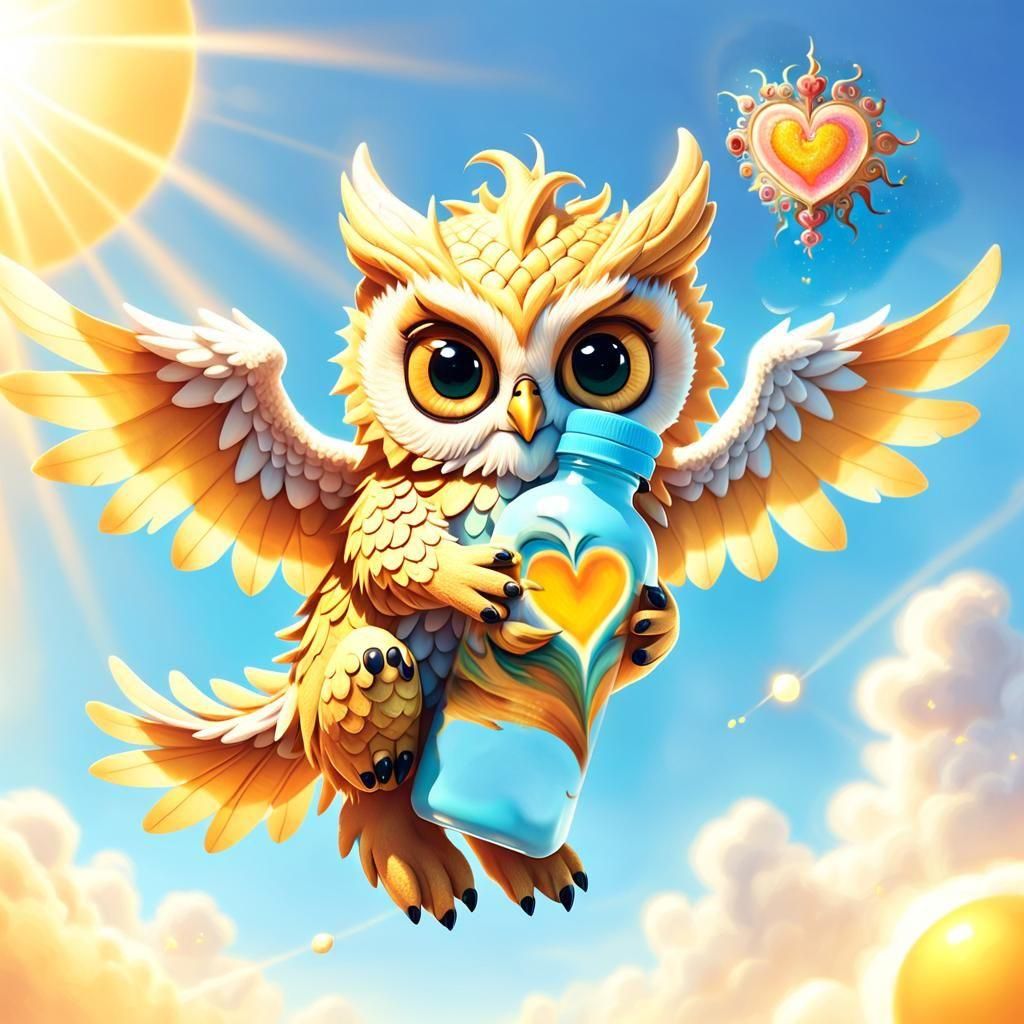 Surreal Sun with Heart in Oil Painting Style