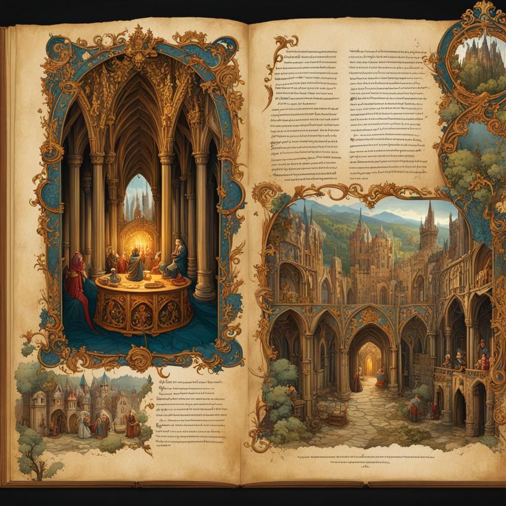 Illuminated Manuscript Page with King, Medieval Style